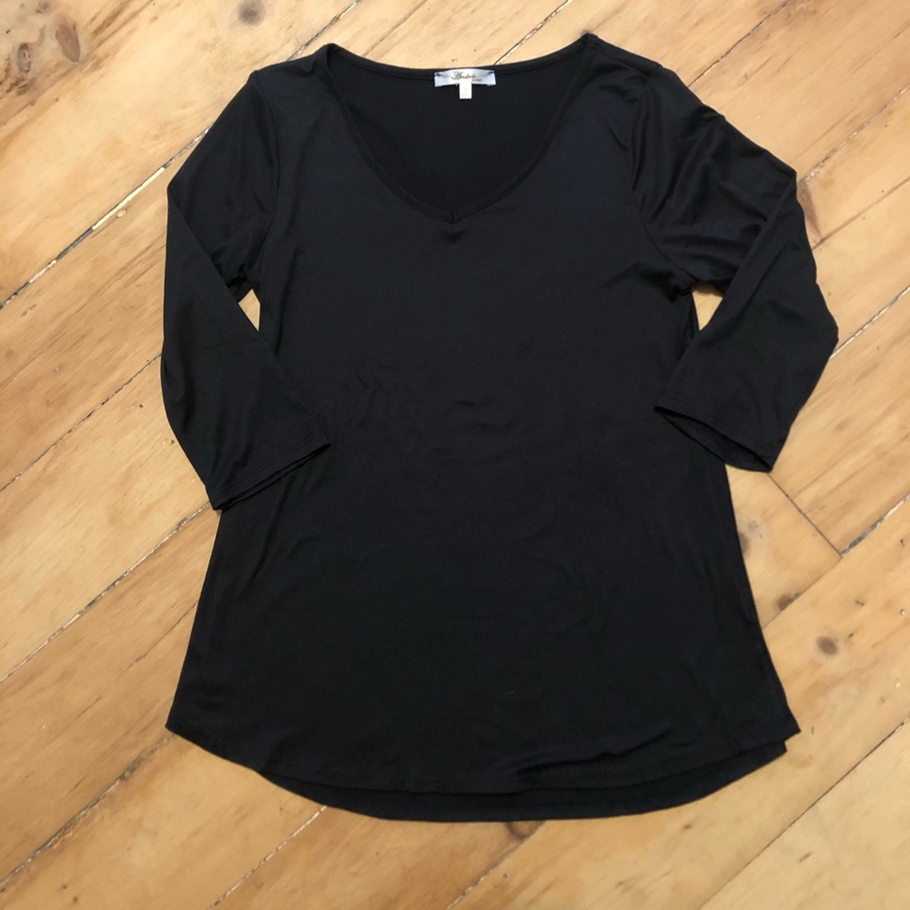 3/4 Sleeve Black Top